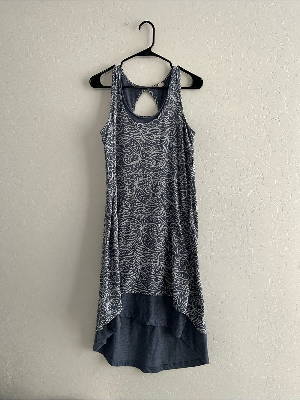 Mododoc Navy and White Sleeveless High-Low Dress
